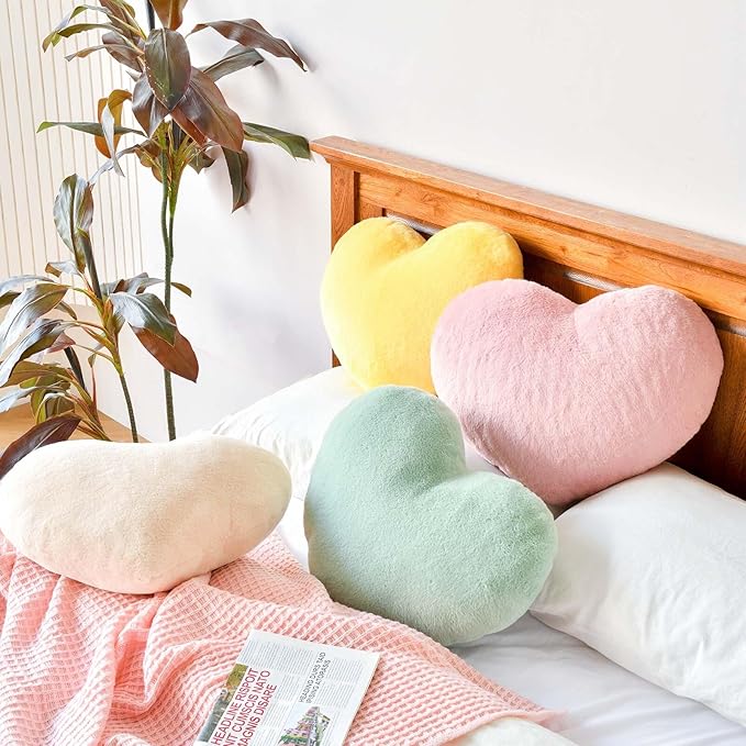 Sage Green Heart Pillows, Cute Heart Decorative Pillow, Heart Shaped Throw - Image 5