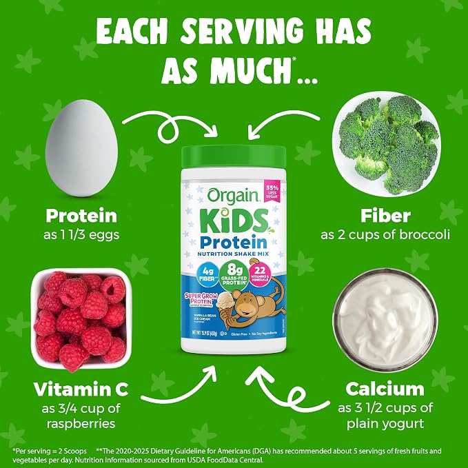 Orgain Kids Protein Powder Shake Mix, Vanilla Bean Ice Cream - 8g Grass-Fed - Image 3