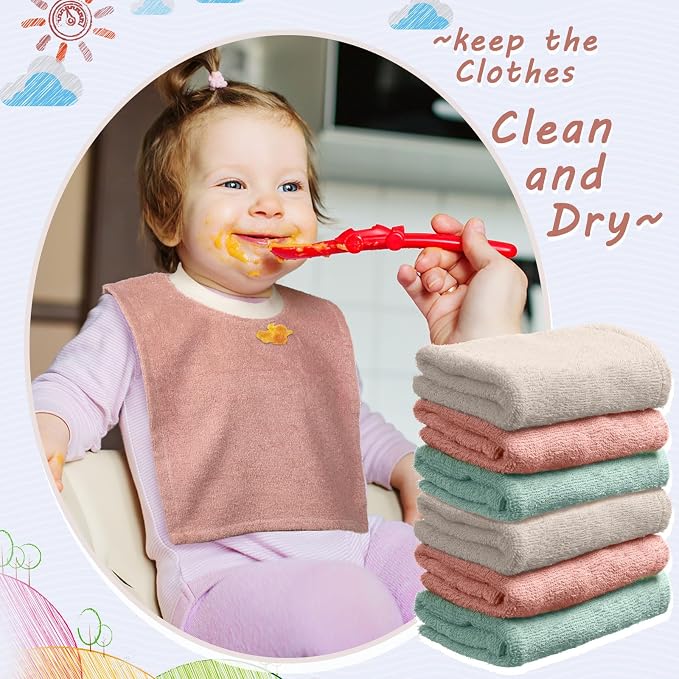 6 Pcs Pullover Baby Bibs Cotton Terry Toddler Absorbent Infant - Image 6