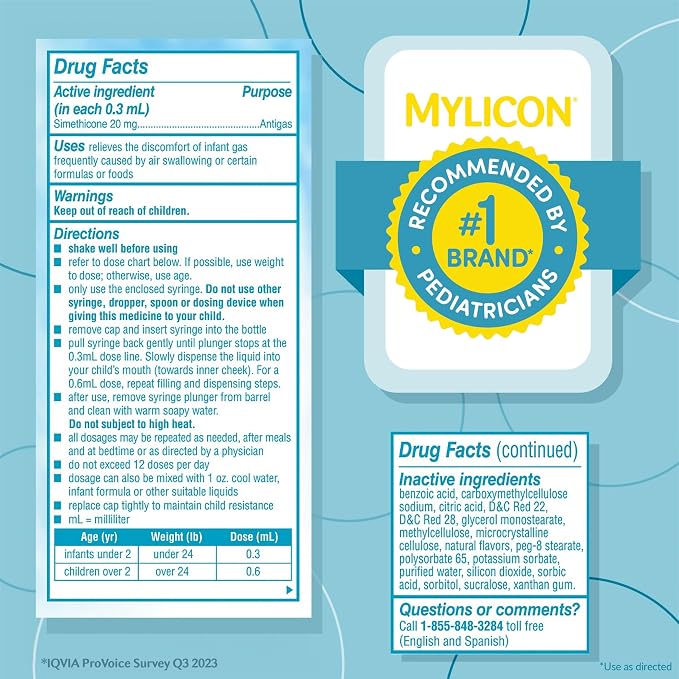 Mylicon Gas Relief Drops for Infants and Babies, Original Formula, 1 Fluid Ounce - Image 6