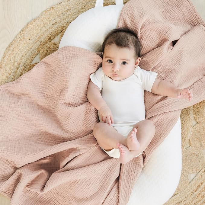 Konssy Muslin Swaddle Blankets for Boys Girls, 2 Pack Receiving Baby Blanket - Image 2