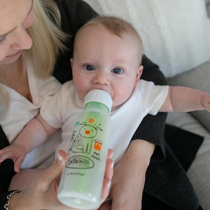 Dr. Brown's Natural Flow Anti-Colic Options+ Narrow Baby Bottle, Pig & Frog - Image 13