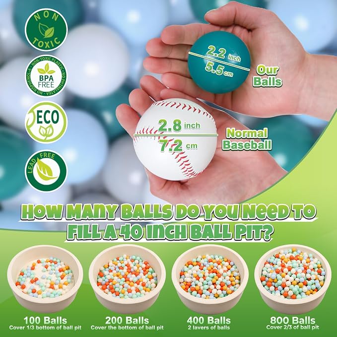 GOGOSO Ball Pits Balls for Toddlers Pack of 50 100 200 Plastics Shape Ball - Image 2