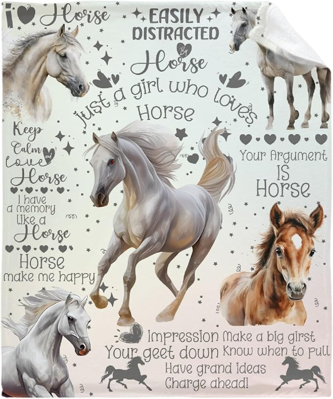 Horse Blanket for Adults, Flowers Animals Throw Blanket for Girls Boys - Image 2