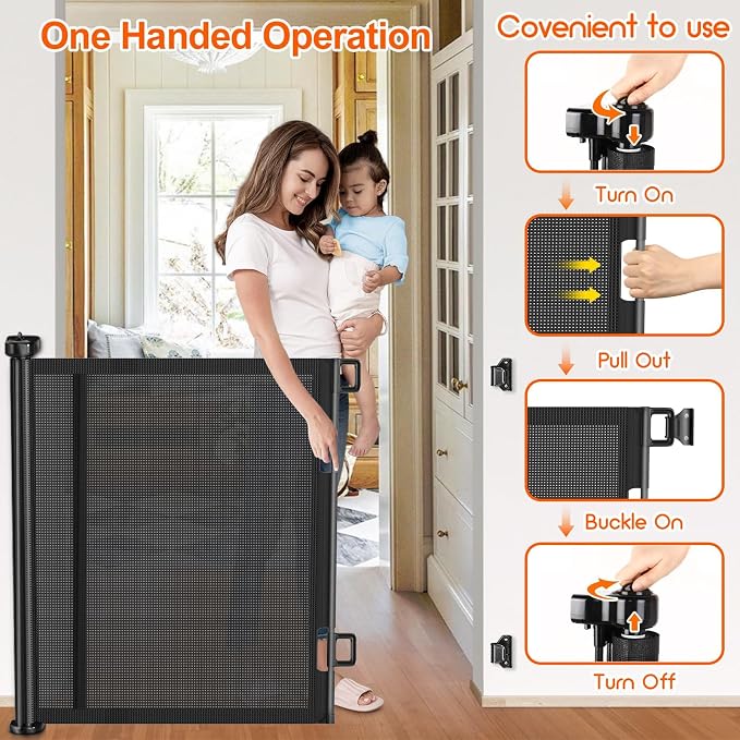 Upgrade 150 inch Retractable Baby Gates, EZIGO Extra Wide Baby Gate - Image 5