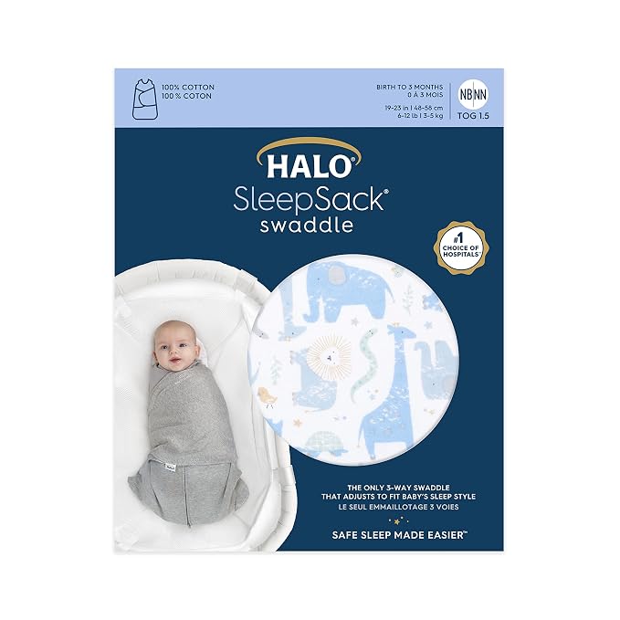 HALO 100% Cotton Sleepsack Swaddle, 3-Way Adjustable Wearable Blanket, TOG 1.5 - Image 2