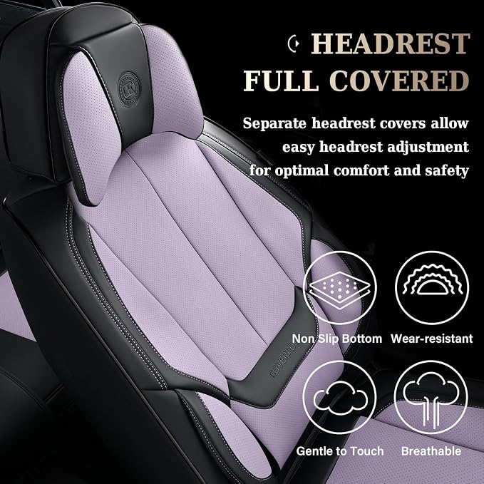 Coverado Universal Seat Covers Front, Waterproof Nappa Leather Car Seat Covers - Image 6
