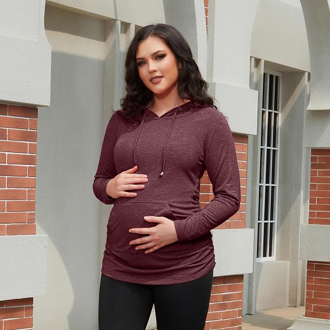 GINKANA Maternity Hoodie Long Sleeves Shirts Casual Maternity Top Pregnancy - Image 4
