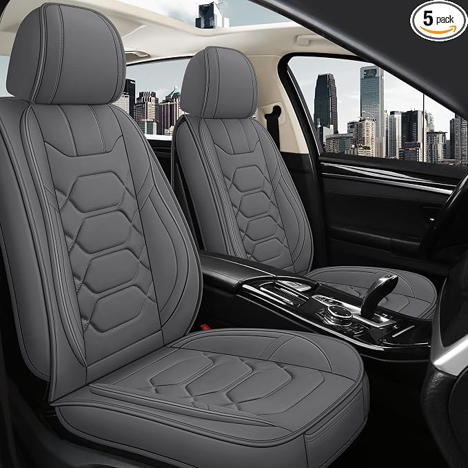 Pariitadin Leather Car Seat Covers Full Set, Waterproof Breathable Faux Leather by Pariitadin
