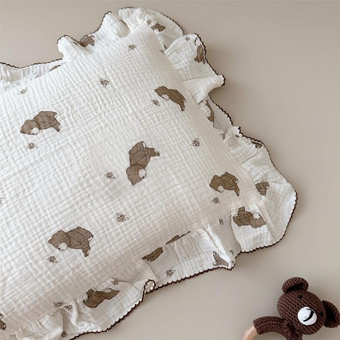 BuLuTu Cartoon Bear Muslin Pillowcase - Image 6