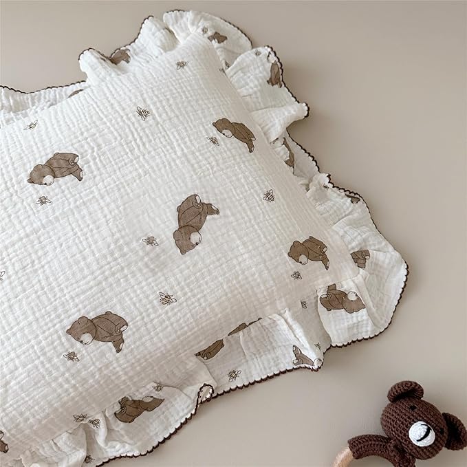 AOJIM Cute Cartoon Pattern Muslin Toddler Kids Pillow Case Super Soft Cotton - Image 2