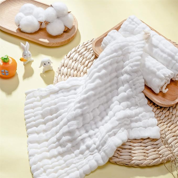 Baby Muslin Washcloths- Natural Cotton Wipes - Image 6