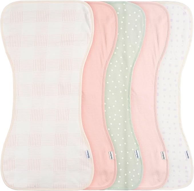 Gerber Baby Unisex Burp Cloths 5-Pack, Size 10.5" x 21" by Gerber
