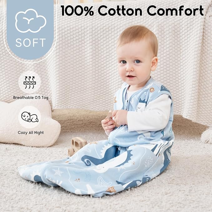 Yoofoss Baby Sleep Sack 6-12 Months 0.5 Tog Wearable Blanket - Image 2