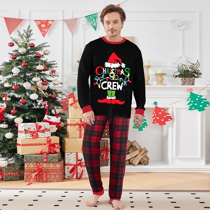 Awoscut Christmas Family Matching Pajamas Christmas Pjs Holiday Nightwear - Image 4