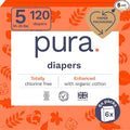 Pura Size 5 Eco-Friendly Diapers Totally Chlorine Free, Hypoallergenic by MyPura