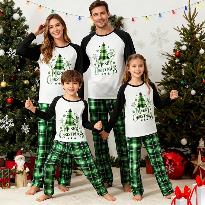 Awoscut Christmas Family Matching Pajamas Christmas Pjs Holiday Nightwear - Image 4