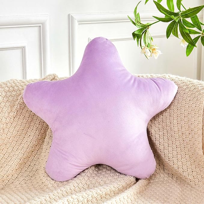 Lavender Star Throw Pillow, Cute Star Pillow Room Decor, Soft 14.9" Star Shaped by XVTRU