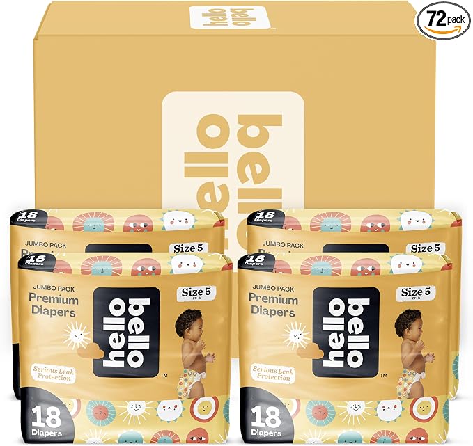 Hello Bello Premium Diapers Size 5, Extra-Absorbent, and Hypoallergenic Baby by HelloBello