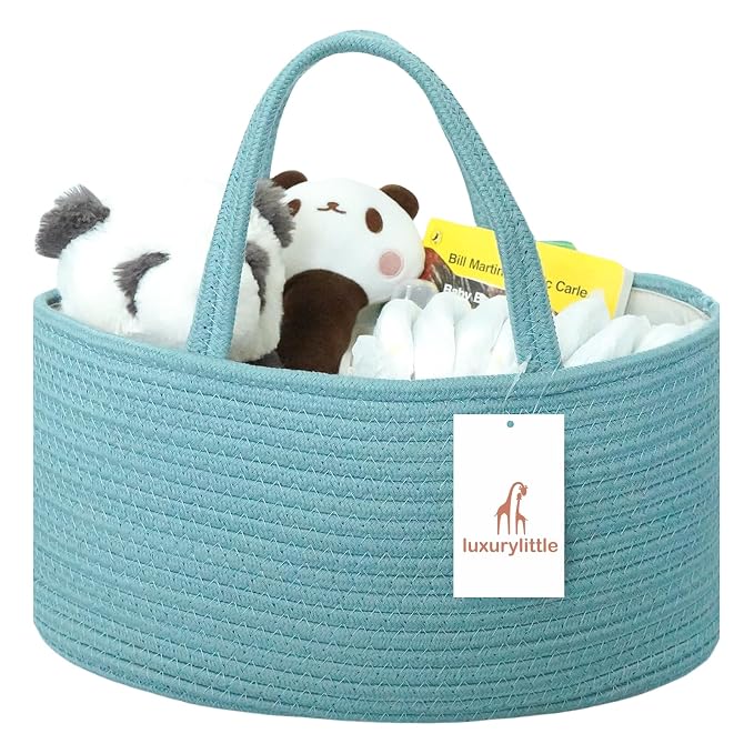 Baby Diaper Caddy Organizer, Large Cotton Rope Nursery Diaper Basket, Changing by LuxuryLittle