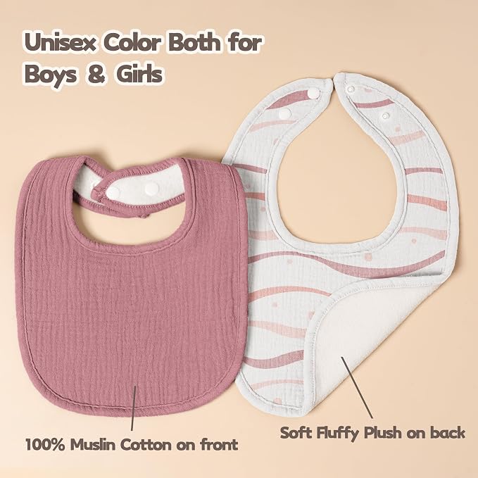 Susurration Muslin Baby Drool Bibs 6Pack Soft Square Adjustable Baby Bandana - Image 6