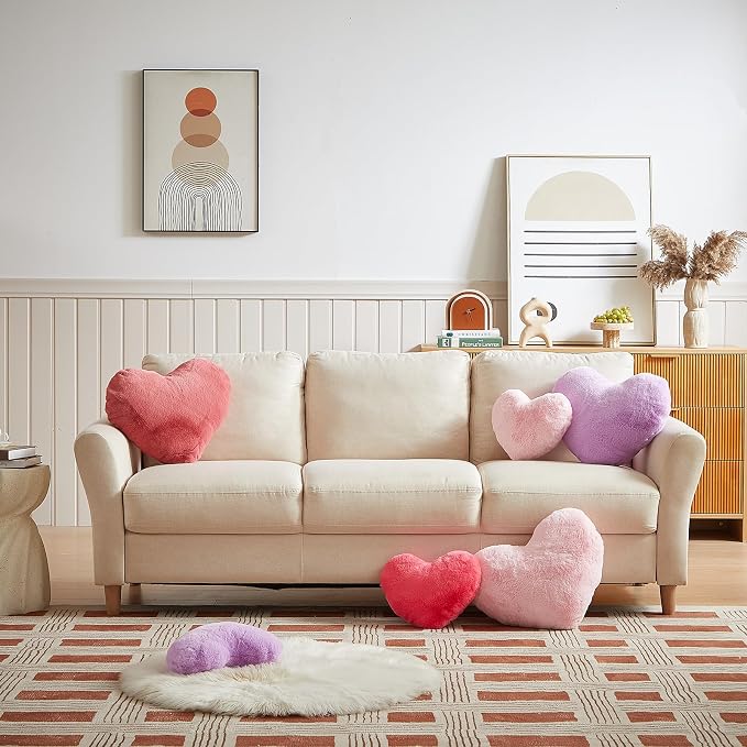 EastTree Heart Pillows, Bean Paste Pink Heart Shaped Pillows, Ultra Soft - Image 7
