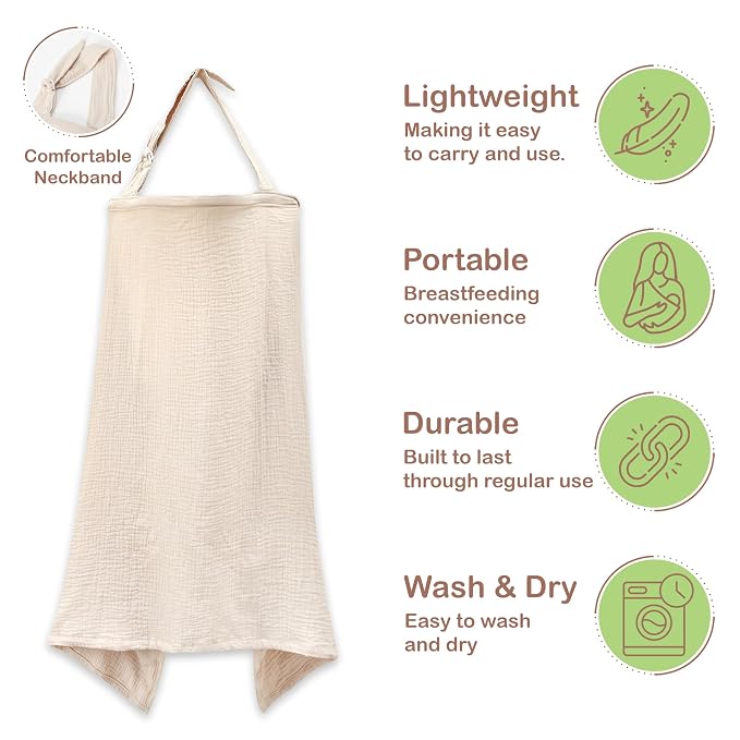 Premium Organic Breathable Muslin Nursing Cover - Image 2