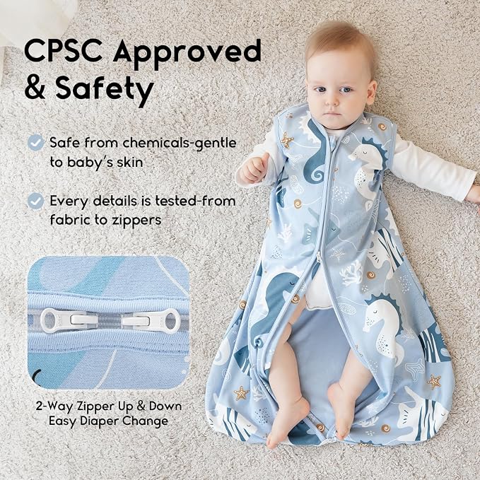 Yoofoss Baby Sleep Sack 0-6 Months 0.5 Tog Wearable Blanket - Image 4