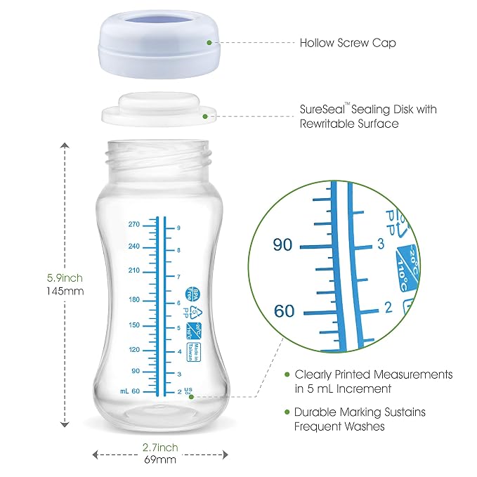 Maymom Wide Neck Breastmilk Collection and Storage Bottle 9oz; Remarkable - Image 3