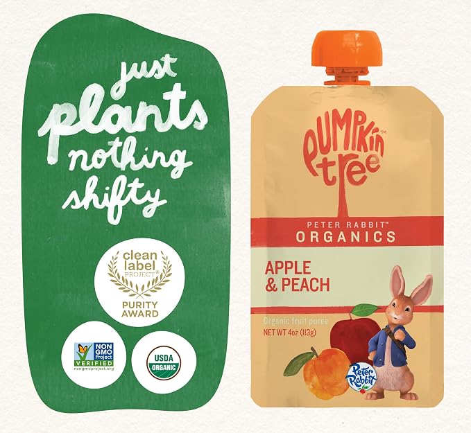 Pumpkin Tree Peter Rabbit Organics Apple and Peach, Fruit Snack Squeeze Pouch - Image 5