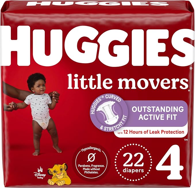 Huggies Size 4 Diapers, Little Movers Baby Diapers, Size 4, Packaging May Vary by Huggies%C2%AE