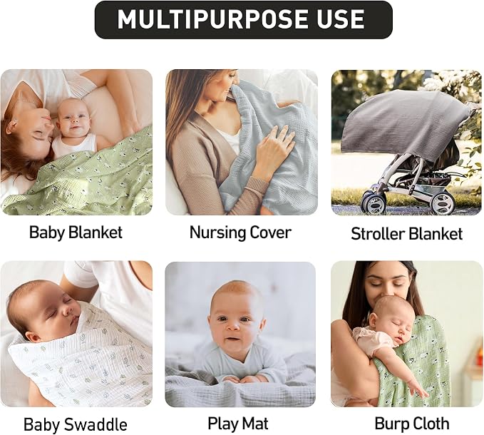 Muslin Swaddle Blankets for Newborn, 3 Pack Breathable Soft Receiving Blanket - Image 6