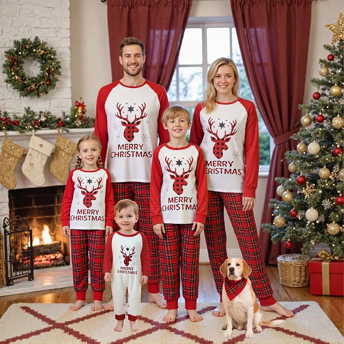 Awoscut Christmas Family Matching Pajamas Christmas Pjs Holiday Nightwear - Image 5