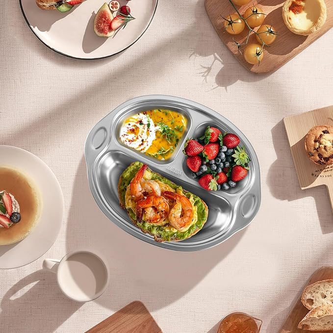 Stainless Steel Baby Suction Plates Divided Plates - Image 7