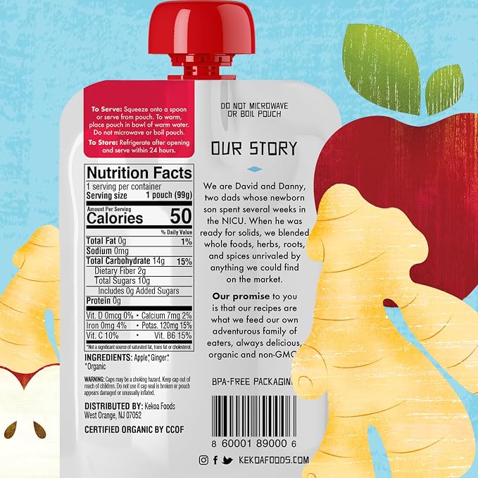Kekoa Foods Apple & Ginger Baby Food Purée | 100% USDA Certified-Organic - Image 2