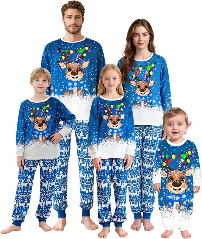 Awoscut Christmas Family Matching Pajamas Christmas Pjs Holiday Nightwear by Awoscut