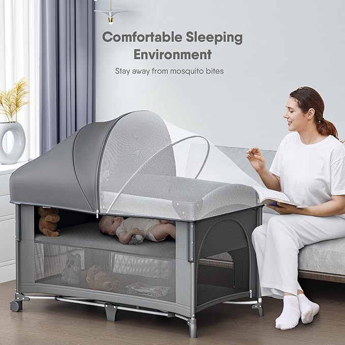 4 in 1 Baby Bassinet, Pack and Play, Bedside Crib Sleeper, Diaper Changer - Image 2