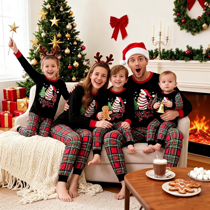 Awoscut Christmas Family Matching Pajamas Christmas Pjs Holiday Nightwear - Image 3