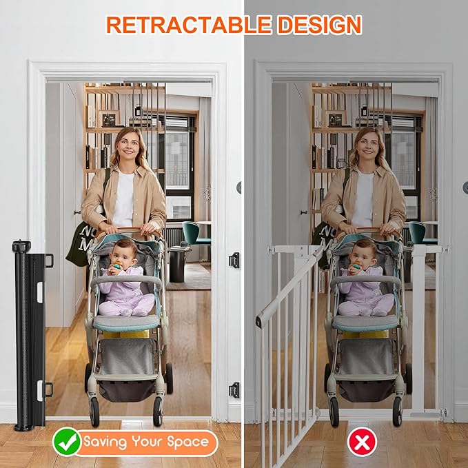 55 inch Retractable Baby Gates, EZIGO Extra Wide Baby Gate - Image 6