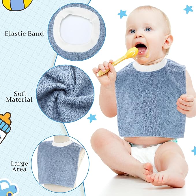 Foaincore 6 Pcs Pullover Baby Bibs Cotton Terry Toddler Absorbent Infant - Image 3