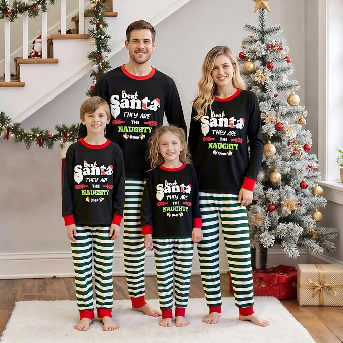Awoscut Christmas Family Matching Pajamas Christmas Pjs Holiday Nightwear - Image 2