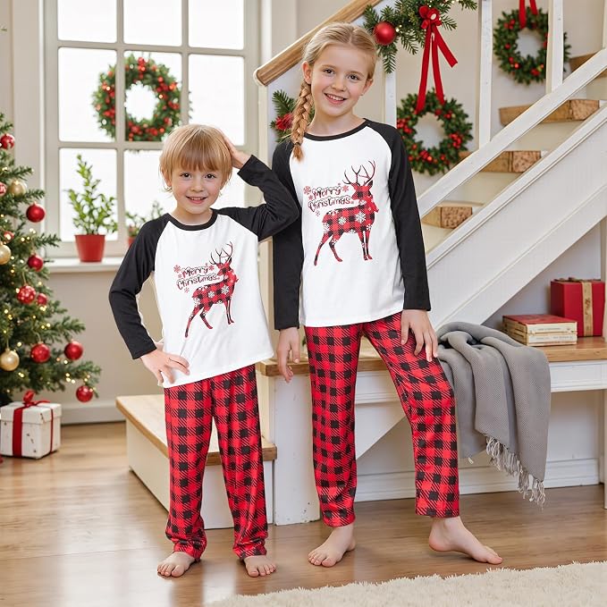 Awoscut Christmas Family Matching Pajamas Christmas Pjs Holiday Nightwear - Image 4
