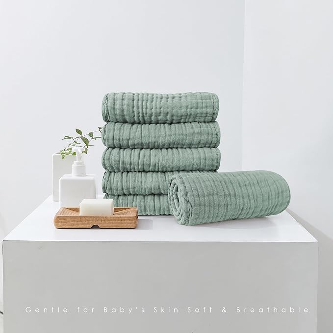 Muslin Burp Cloths 100% Cotton Large 20''x10'' Extra Soft and Absorbent Baby - Image 3