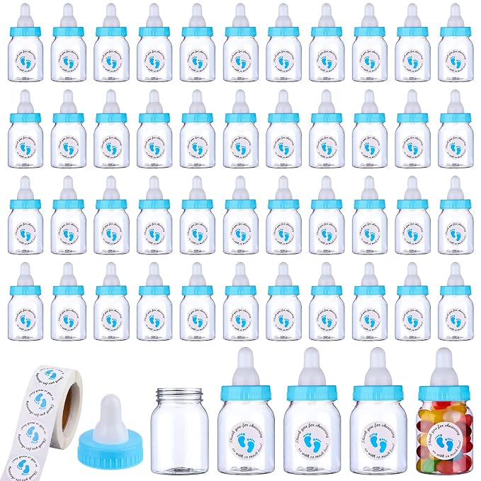 62 Pcs 3.5 Inch Baby Mini Milk Bottle Baby Shower Favor by PINKXHY
