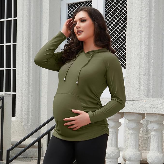 GINKANA Maternity Hoodie Long Sleeves Shirts Casual Maternity Top Pregnancy - Image 2