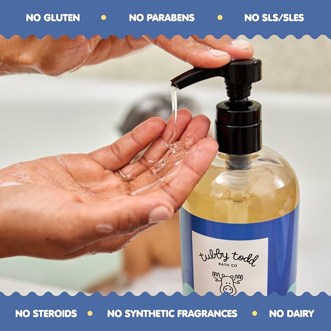 TUBBY TODD Essentials Baby Bath Gift Set – 8.5oz Hair+Body Wash, 8.5oz Bubble - Image 6