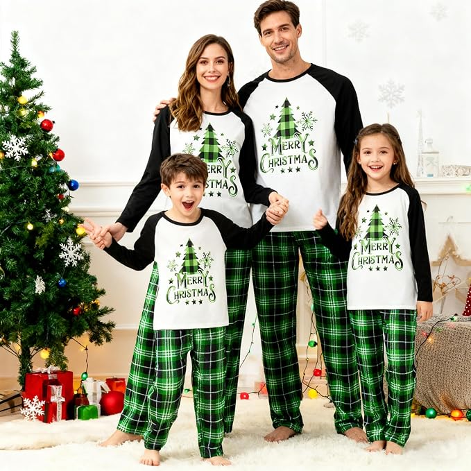 Awoscut Christmas Family Matching Pajamas Christmas Pjs Holiday Nightwear - Image 2