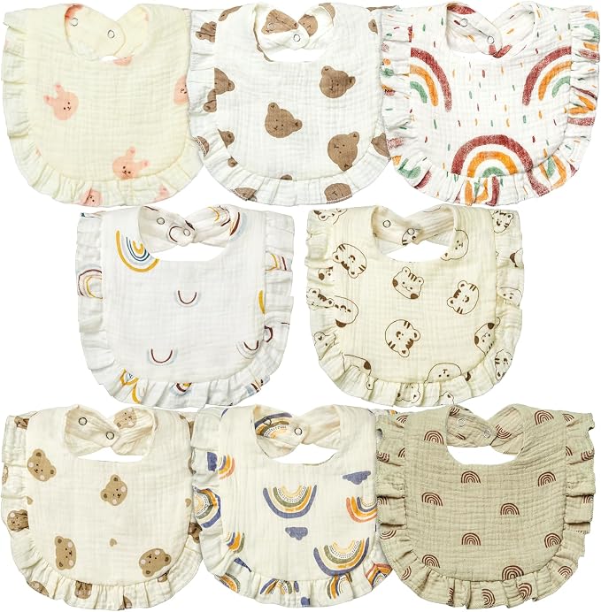 Lictin 8-Pack Muslin Baby Bibs by Lictin