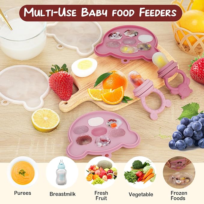 Baby Breastmilk Popsicle Molds & Baby Fruit Feeder, WAJIAYON Baby Food Freezer - Image 6