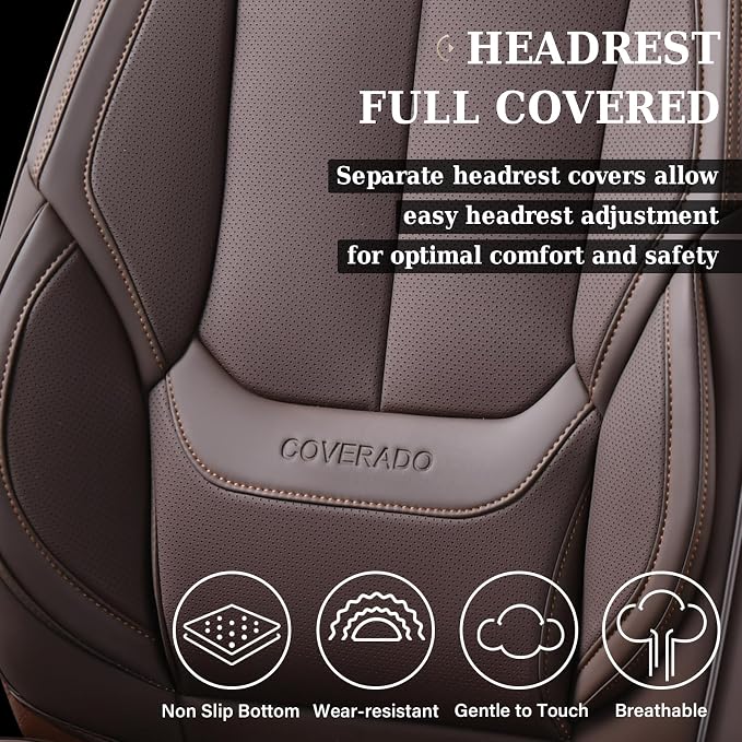 Coverado Universal Seat Covers Front, Waterproof Nappa Leather Car Seat Covers - Image 4